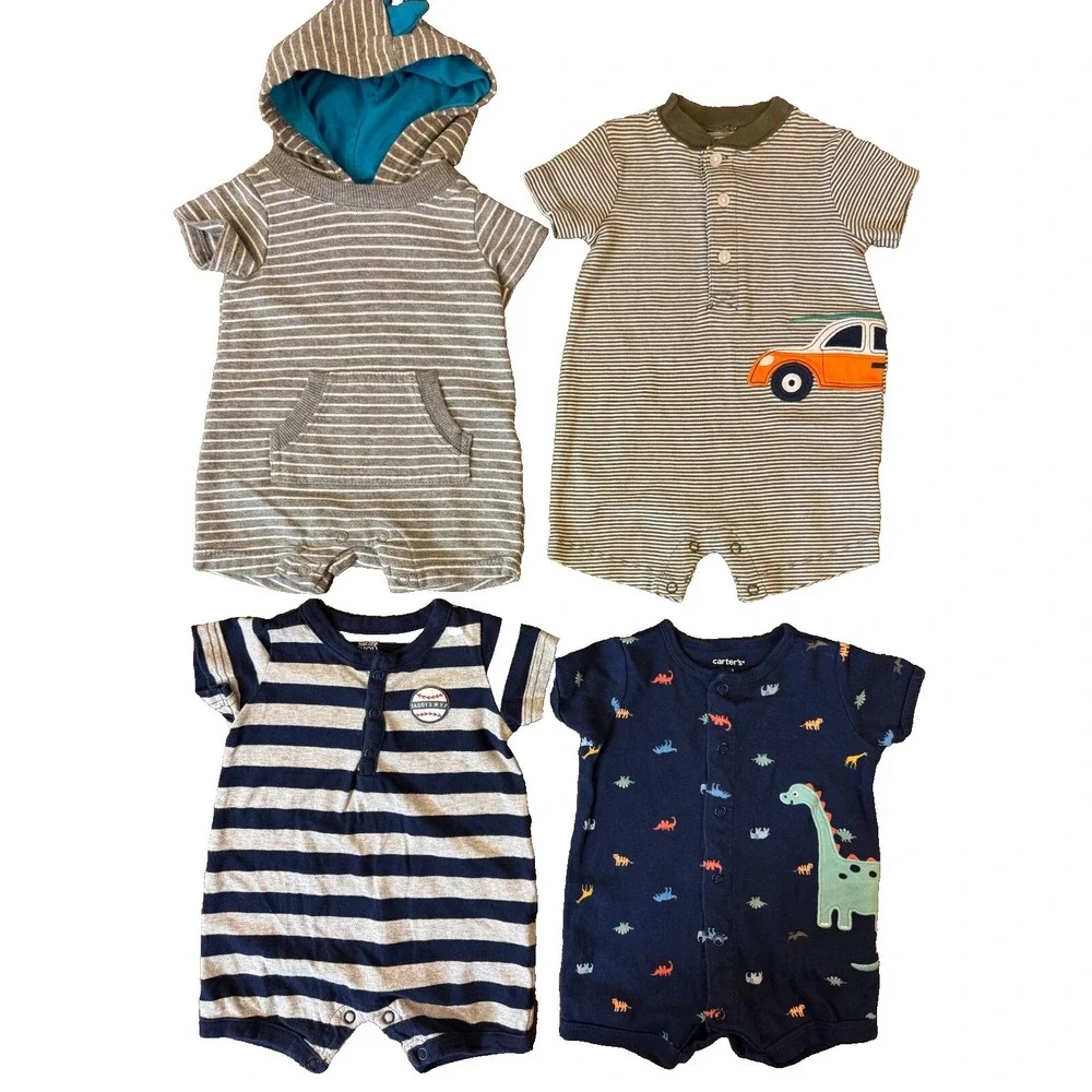 Carters Baby Boy Rompers 3 Months Summer Clothes Lot Outfits Shorts Car Baseball